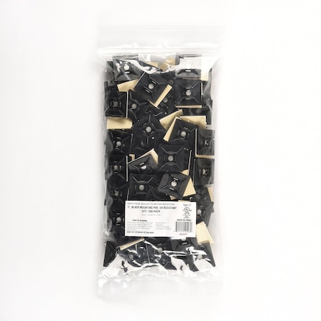 South Main Hardware 1-in  Mounting Pad N.A-lb, Black, 100 Speciality Tie, PK100 222089